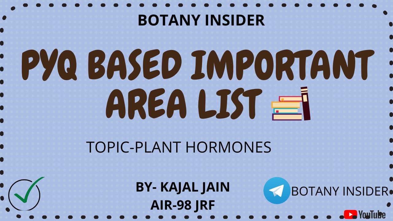 Topic wise area to Focus upon-| PYQ Based | Plant Hormones | CSIR-NET JRF||