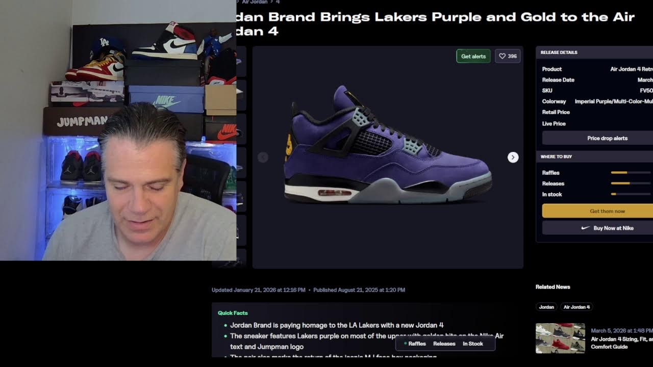 Sneaker Talk: Jordan 4 Lakers tomorrow!