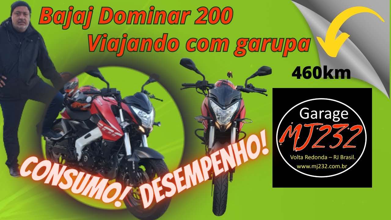 Dominar 200 Bajaj Viajando com Garupa Desempenho e Consumo - MJ232Garage