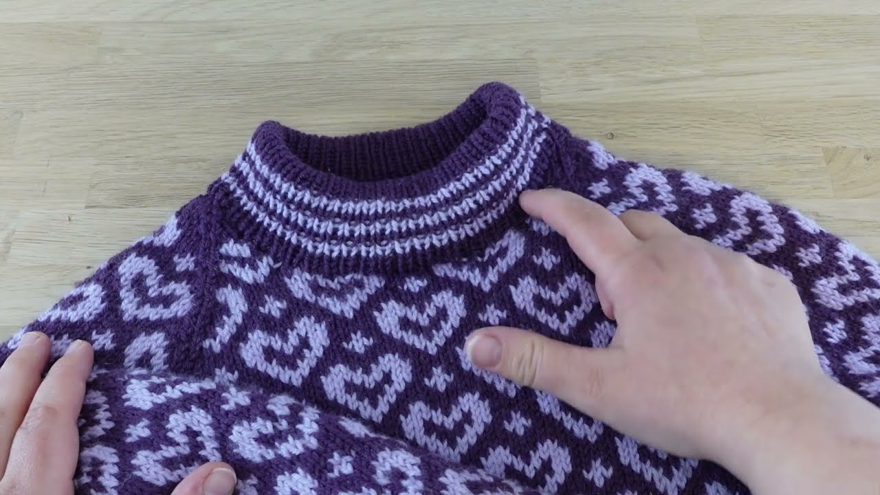 Strikke halsåpning frem og tilbake med mønster og raglan