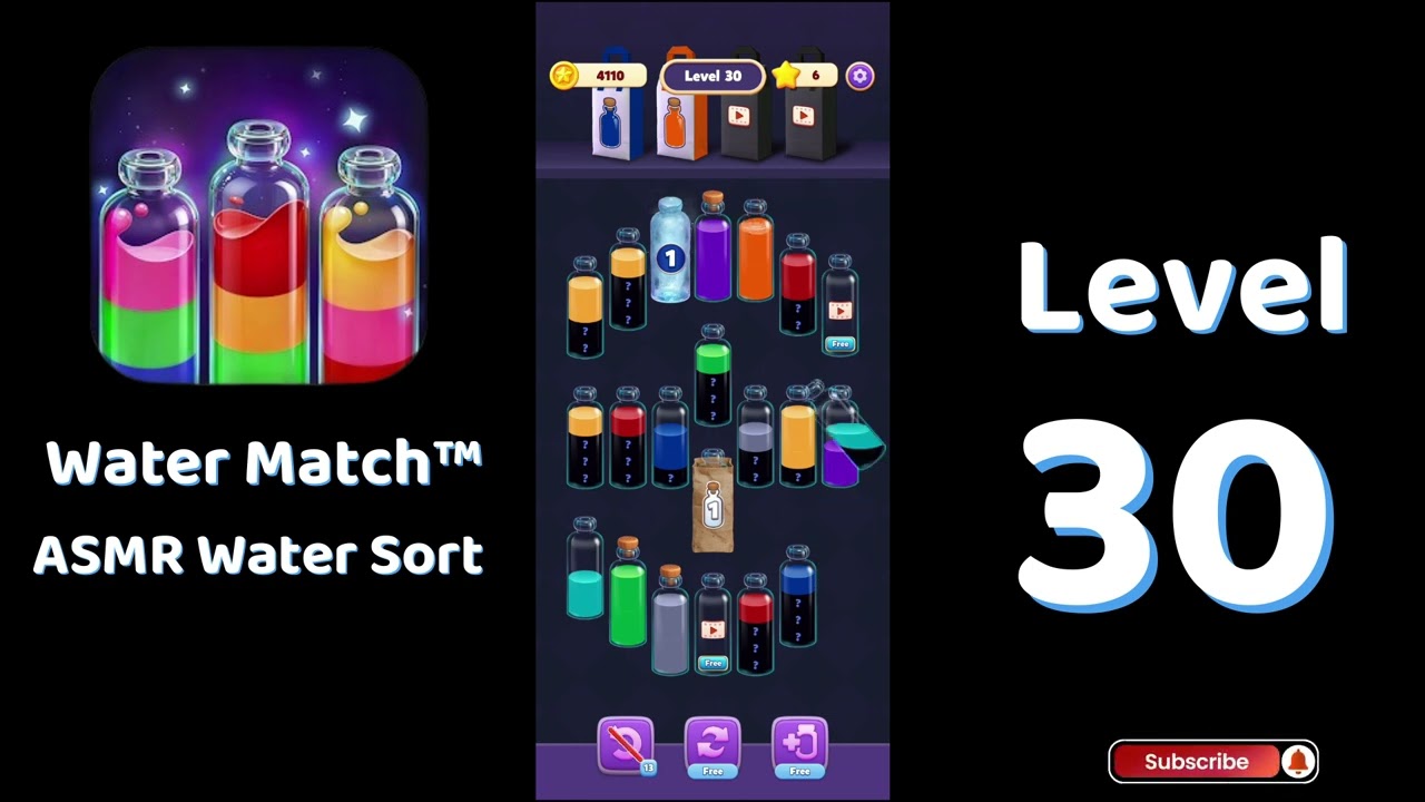 🌊 Water Match Level 30 | Water Match ASMR Water Sort | Go Answer