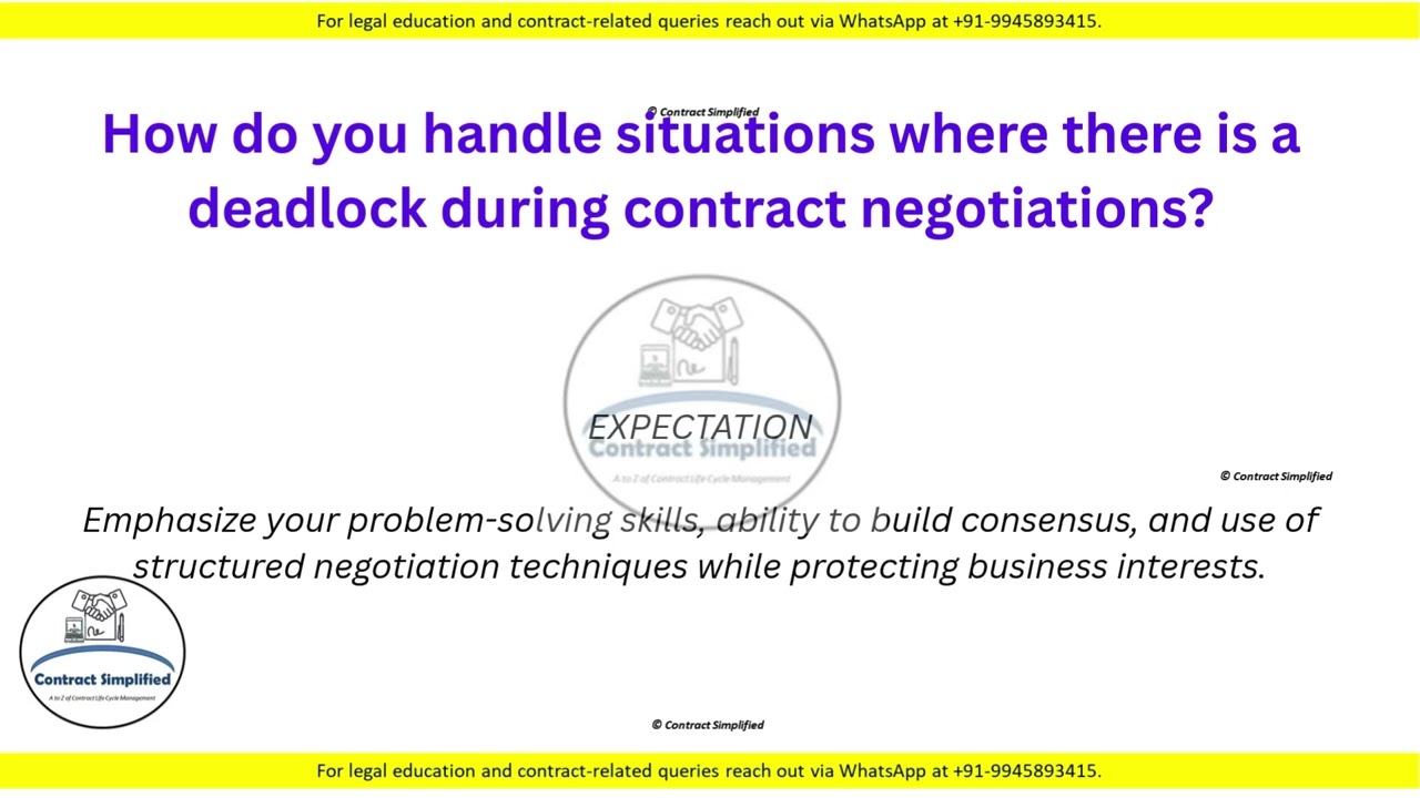 How do you handle situations where there is a deadlock during contract negotiations?