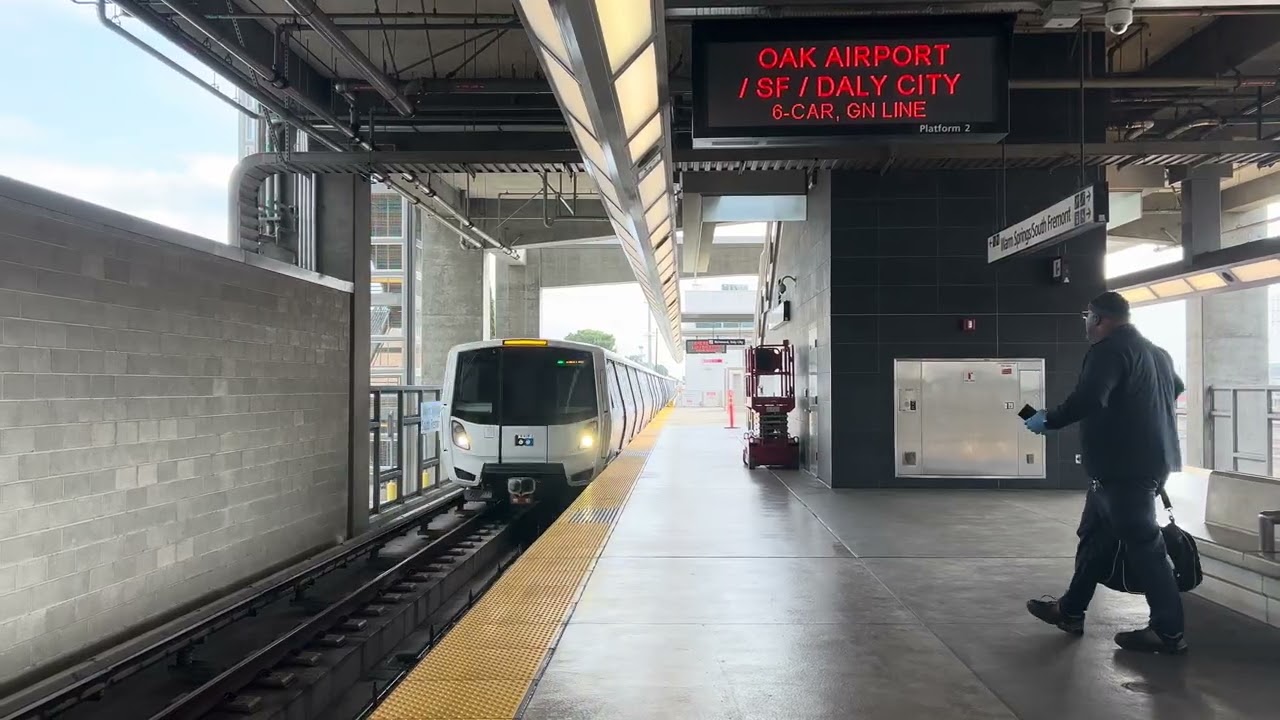 OAK Airport/SF/Daly City Train Arriving at Warm Springs/South Fremont BART