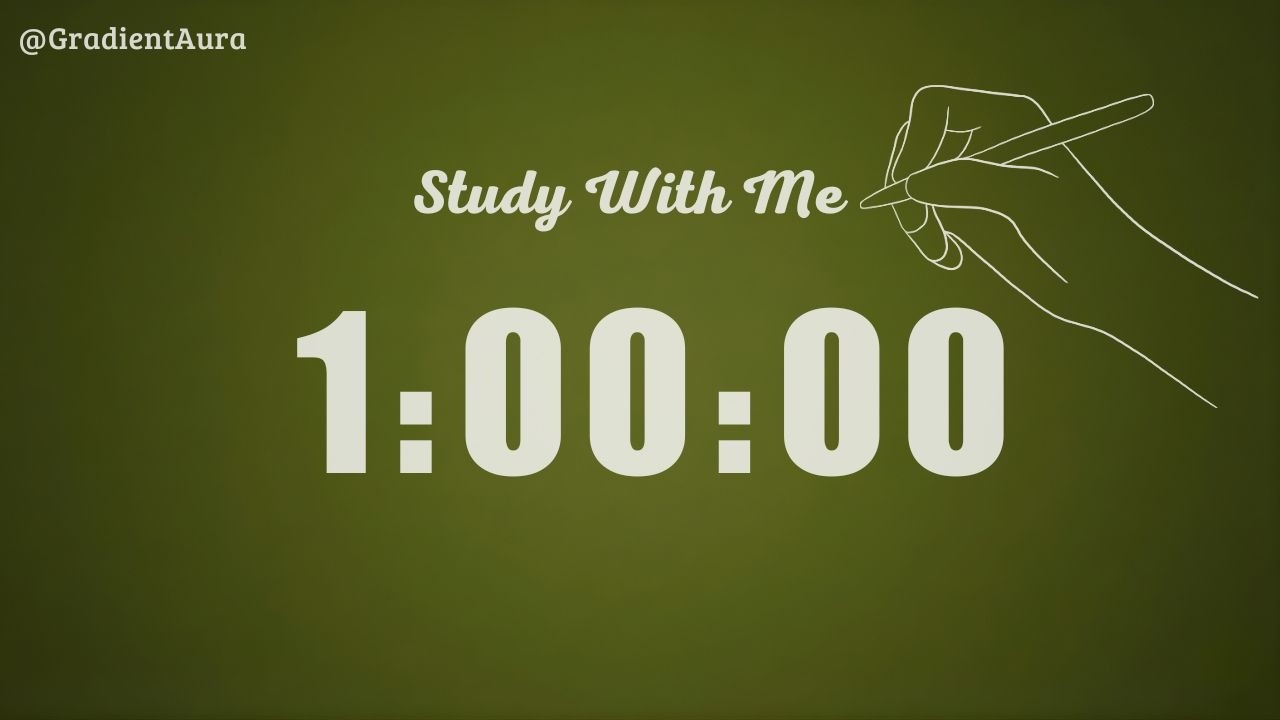 1 Hour Silent Study Timer | Gentle Alarm Only | Olive Green Aesthetic | ADHD-Friendly