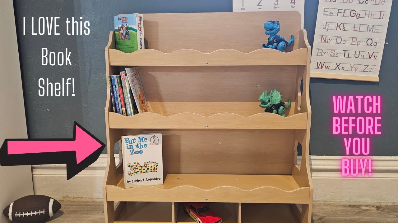 4-Tier Kids Book Shelf, Wooden Bookshelf w/Toy Organizer Bookcase for Bedrooms, Playroom, Classroom