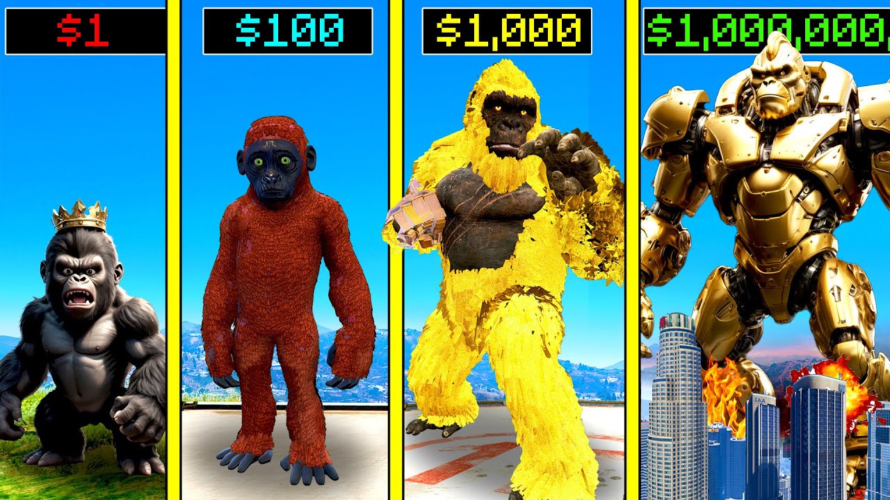 GTA 5 : $1 KONG to $1,000,000,000 MECHA KING KONG in GTA 5!