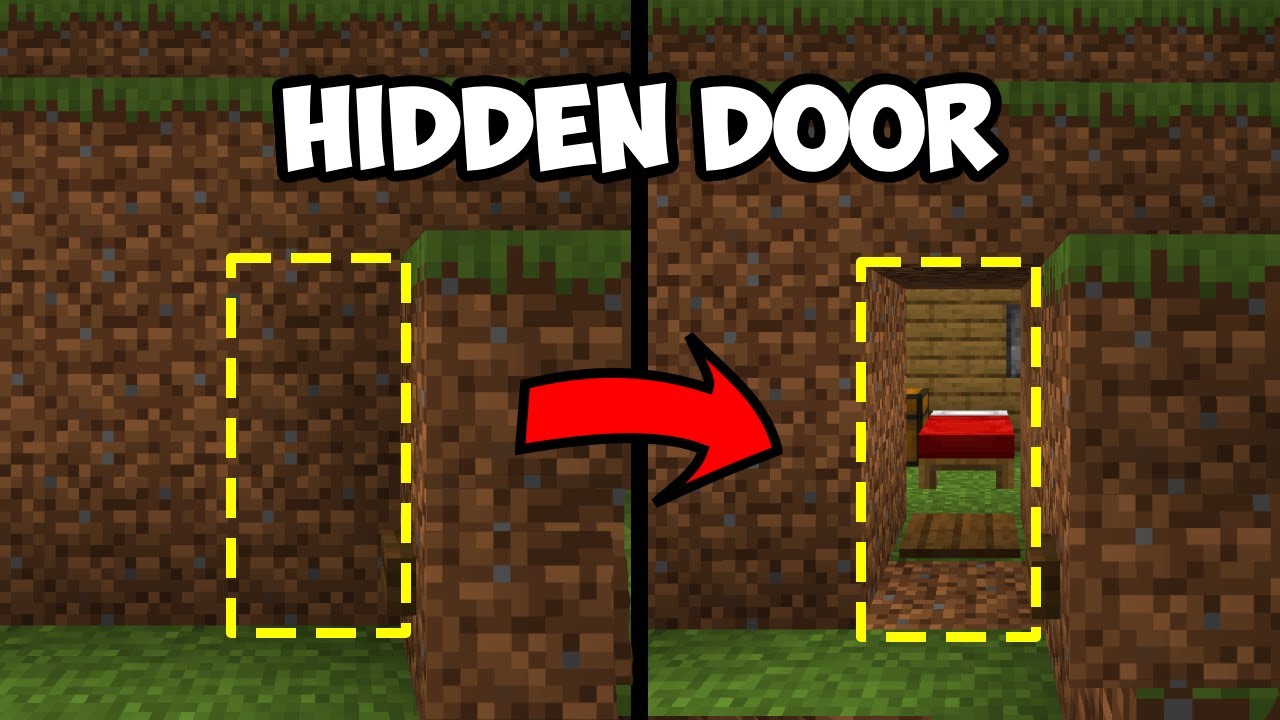 Minecraft: The easiest Hidden Door in BEDROCK & JAVA | Secret door | Secret Base