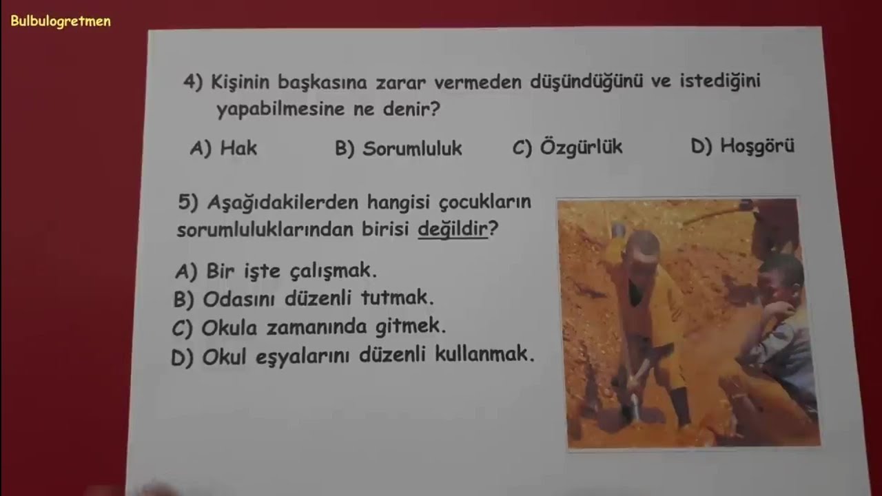 4.sınıf insan hakları 1.d&ouml;nem soruları @okulcu   #keşfet #insan #insanhakları