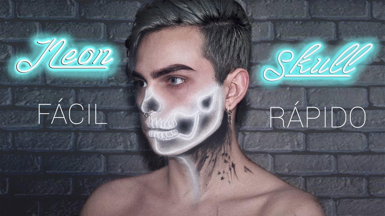 CALAVERA de NEON - TUTORIAL MAQUILLAJE HALLOWEEN (NEON SKULL MAKEUP) + Sismo + Saludos | Joshe Jr