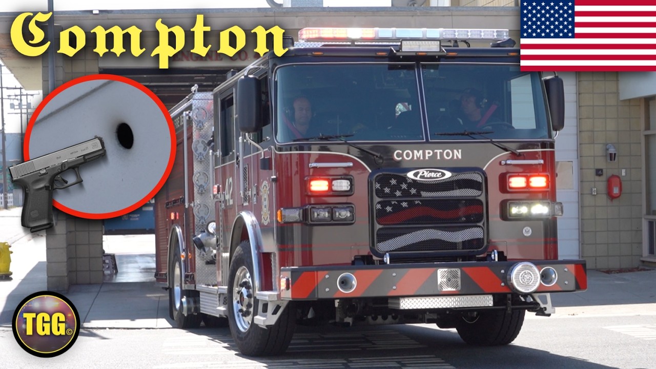 *BULLET HOLE IN THE FIRE STATION!!* [Compton] Fire Department Engine 42 & Squad 442 Responding!