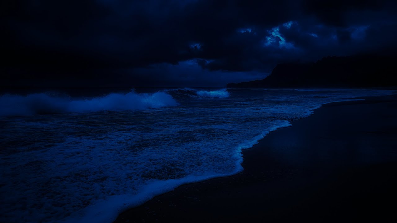 Tranquil Ocean Night Ambience | Soft Waves and Distant Breeze for Deep Relaxation and Peace