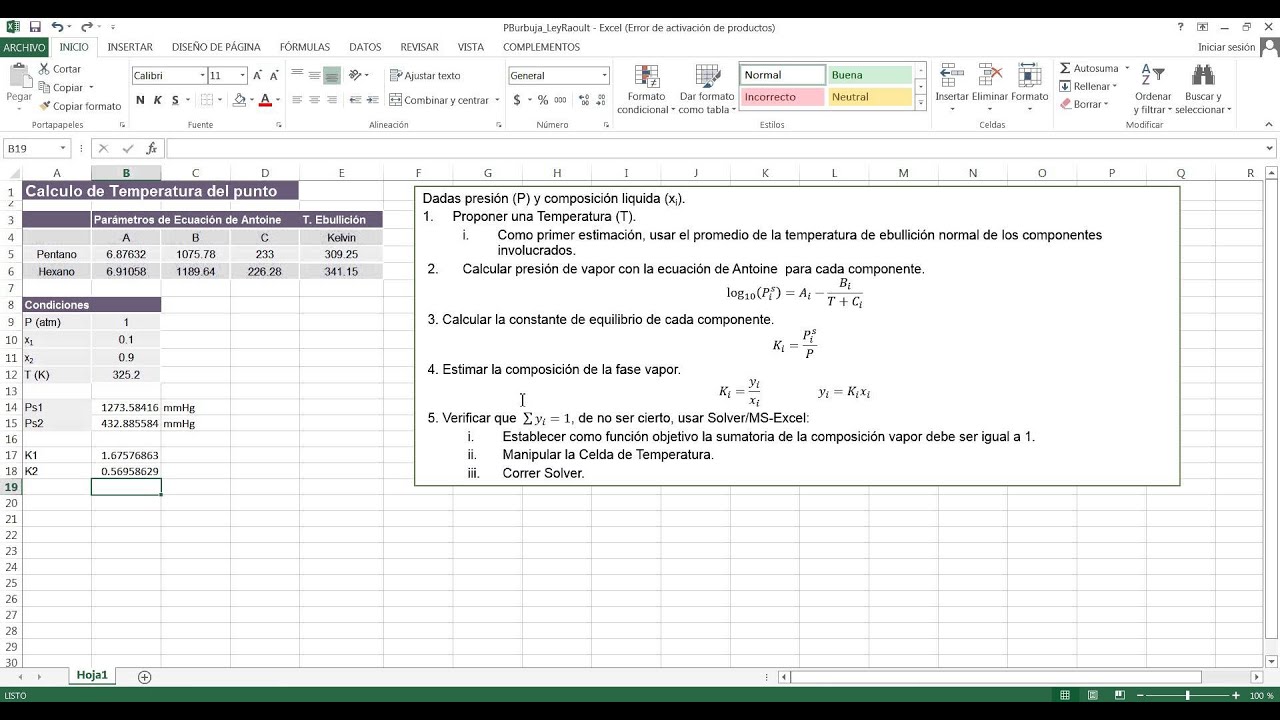 Lección 4: Punto de burbuja usando Ley de Raoul