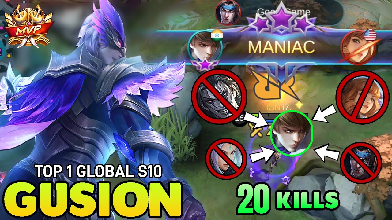 MANIAC !! GUSION GAMEPLAY & BEST BUILD 2021 ~ TOP 1 GLOBAL GUSION IGN i7 ~ MOBILE LEGENDS BANG BANG