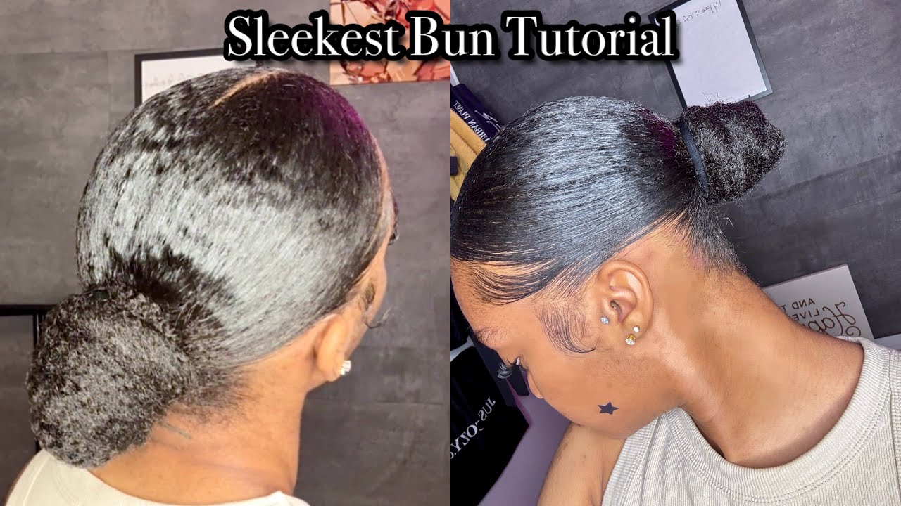 EASY Sleek Bun Tutorial for short natural hair with extension