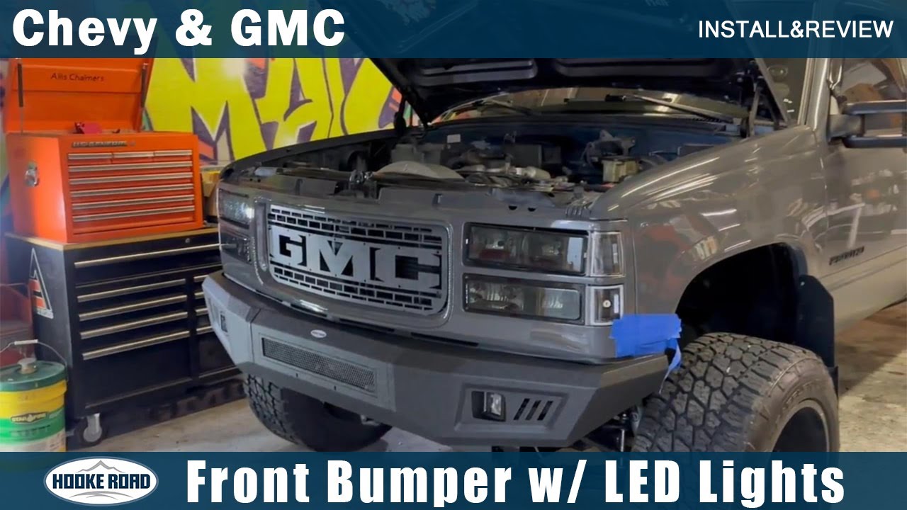 Передний бампер Hooke Road Guardian со светодиодными фарами для Chevrolet и GMC Offroad. Установк...