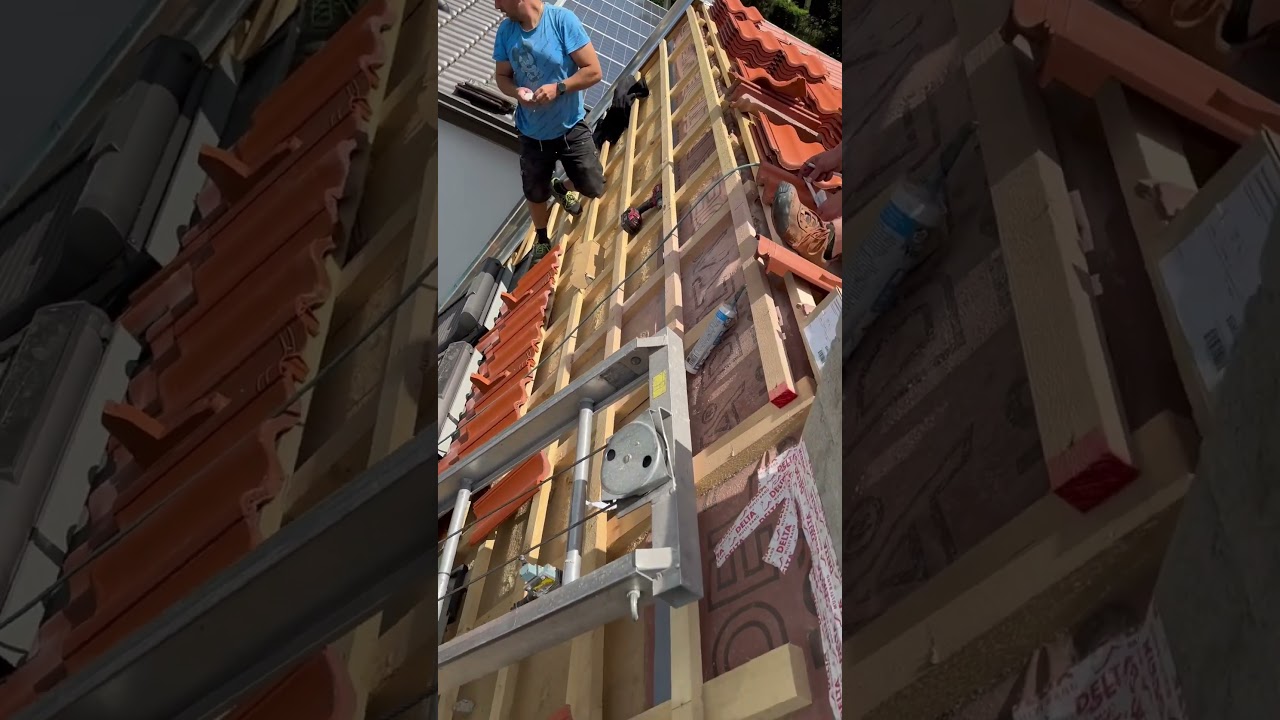 Dach eindecken mit Aufzug 