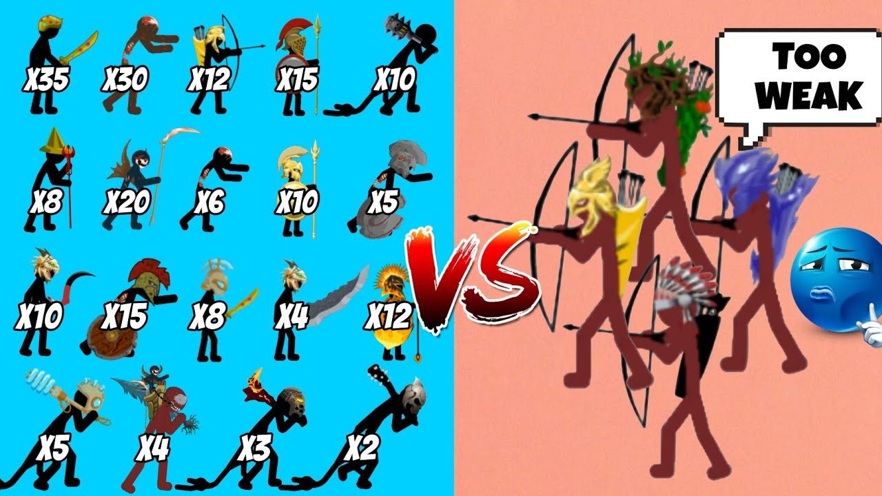 All stick figures from weakest to strongest vs team archer - stick war legacy 