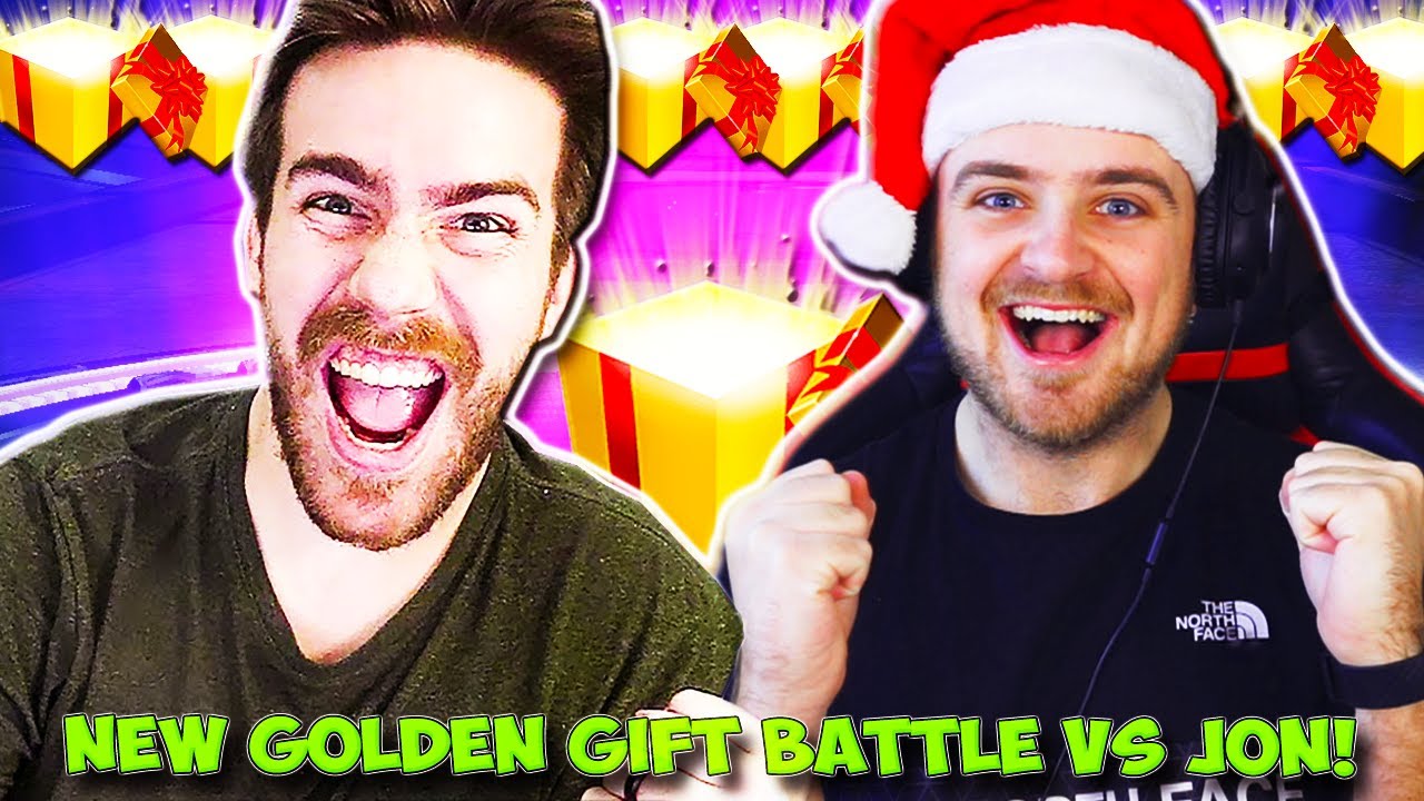 *BRAND NEW* GOLDEN GIFT CRATE OPENING BATTLE VS JON SANDMAN IN ROCKET LEAGUE! | CHRISTMAS SPECIAL!