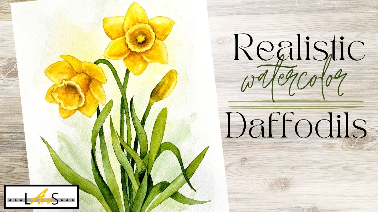 Draw and Paint Realistic Spring Daffodil! Watercolor Flower Tutorial!