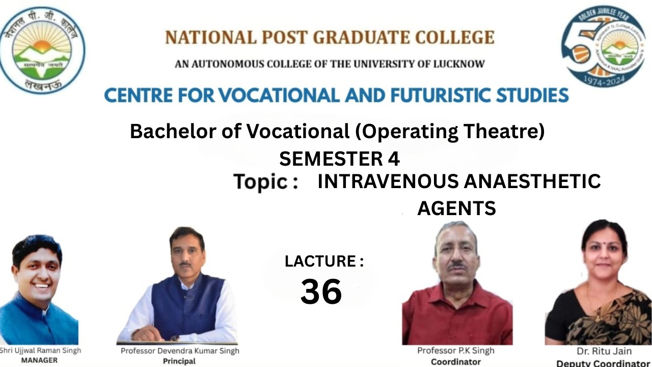 INTRAVENOUS ANAESTHETIC AGENTS (OT SEM 4)