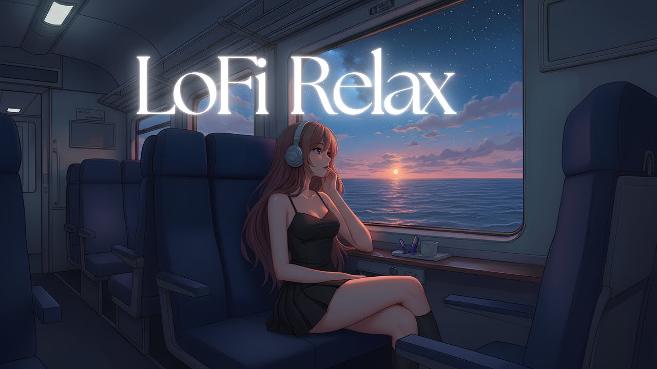 Lofi Relax 🌅 Chill Beats on a Train Ride by the Sea | Calm Vibes Live 24/7