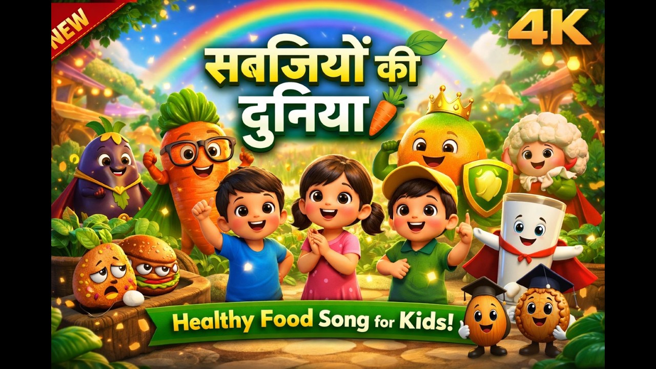 सब्जियों की दुनिया 🥕 | Healthy Food Song for Kids | हिंदी एजुकेशनल राइम्स  Hindi Educational Rhymes