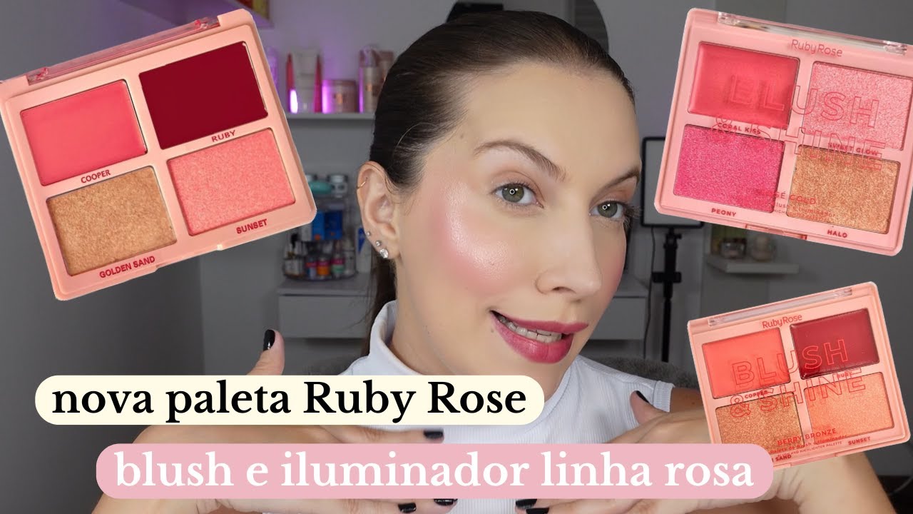 NOVA PALETA BLUSH E ILUMINADOR LINHA ROSA RUBY ROSE | Paleta Berry Bronze e Ros&eacute; Gold