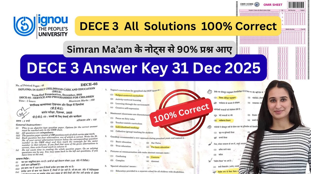 DECE 3 Answer Key 31 December 2025 IGNOU Exam Level Up Learning Simran Gumber