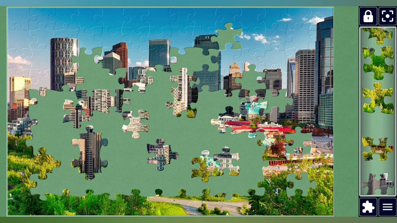 Aerial view of Calgary skyline on a Beautiful Summer Sunset🌆//Jigsaw puzzles craft🧩//puzzlesArt🧩🧩//