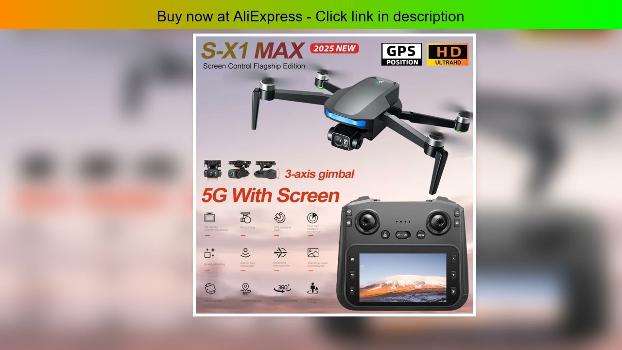 New S-X1 MAX GPS Drone Professional 4K Camera 3-axis gimbal Aerial FPV Brushless with Large Screen