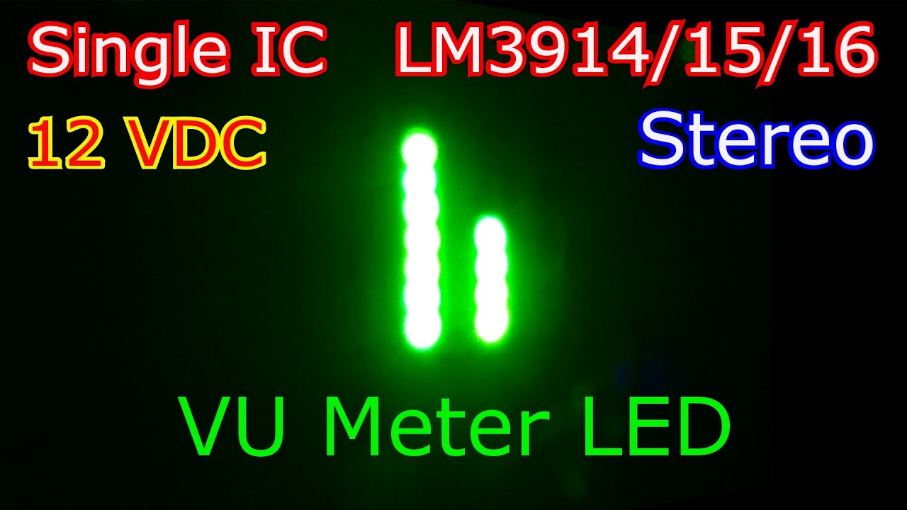 12vdc Stereo Single IC LM3914 or LM3915 or LM3916 VU Meter LED