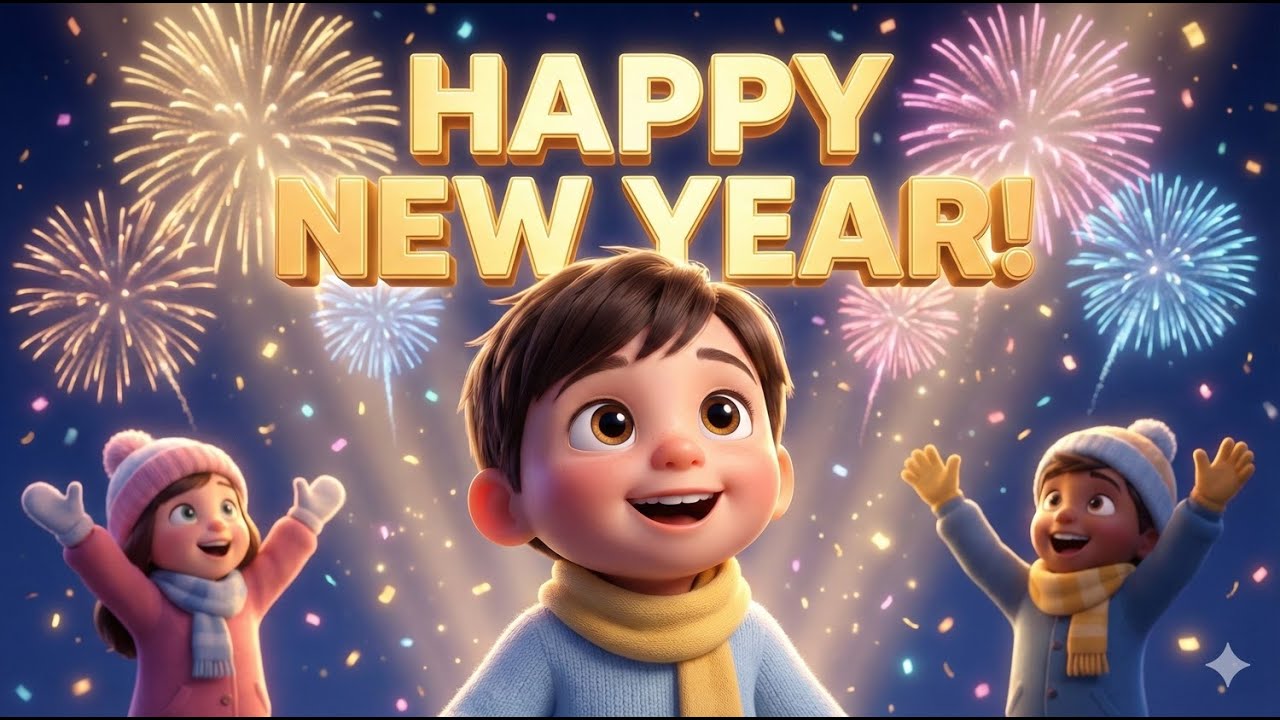 Happy new year rhyme for kids | Countdown & Fireworks!”
