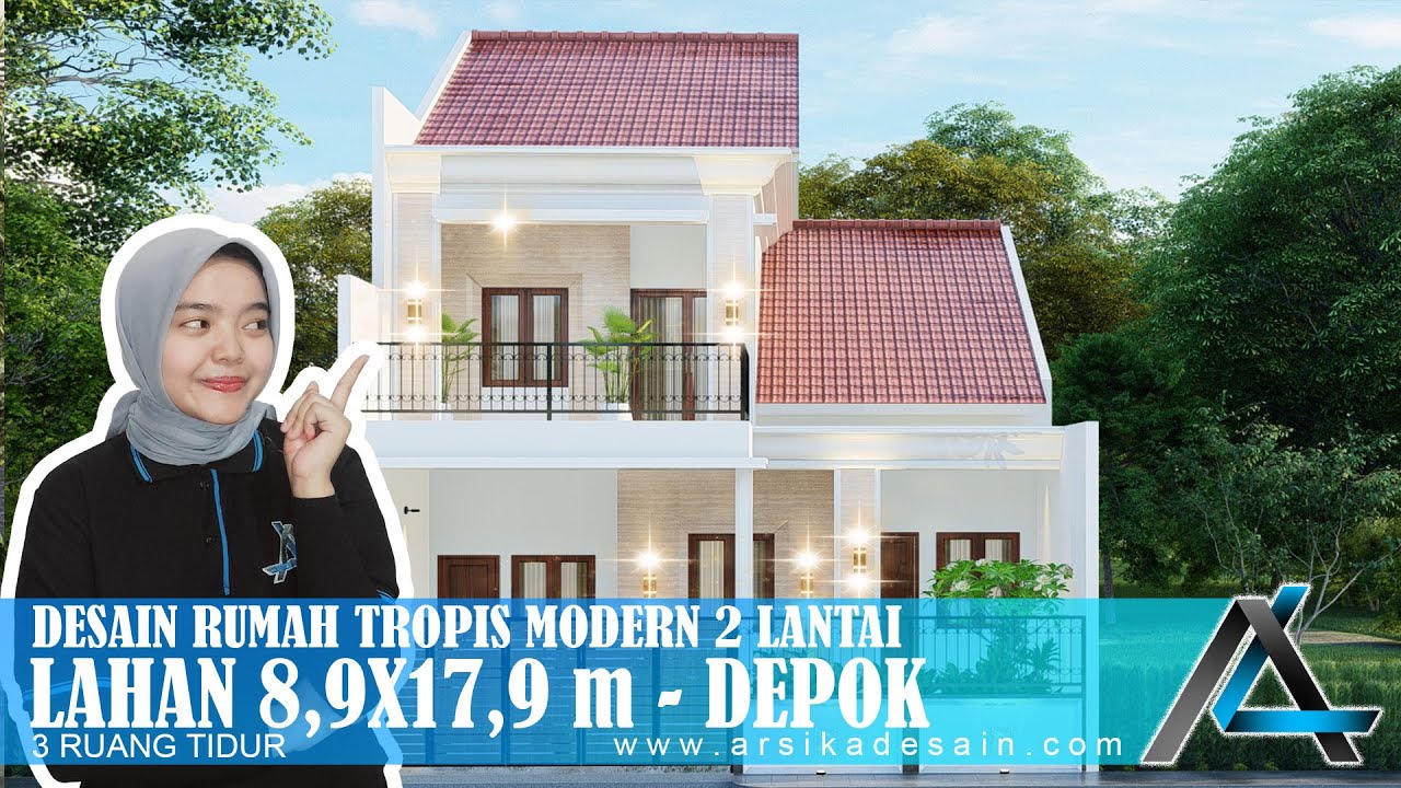 DESAIN RUMAH 8,9 X 17,9 METER I DEPOK - RUMAH TROPIS MODERN #rumah8x17meter #arsikajakarta