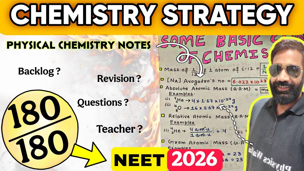 Topper's way 📈 to study CHEMISTRY from Yakeen 2.O ⚠️ NEET 2026 🎯 | Plan for 180/180 in chemistry ✨