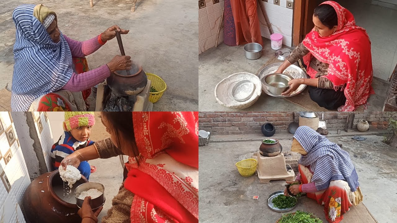 Indian Village Mom Busy Morning Routine - Breakfast/Lunch/Village Food