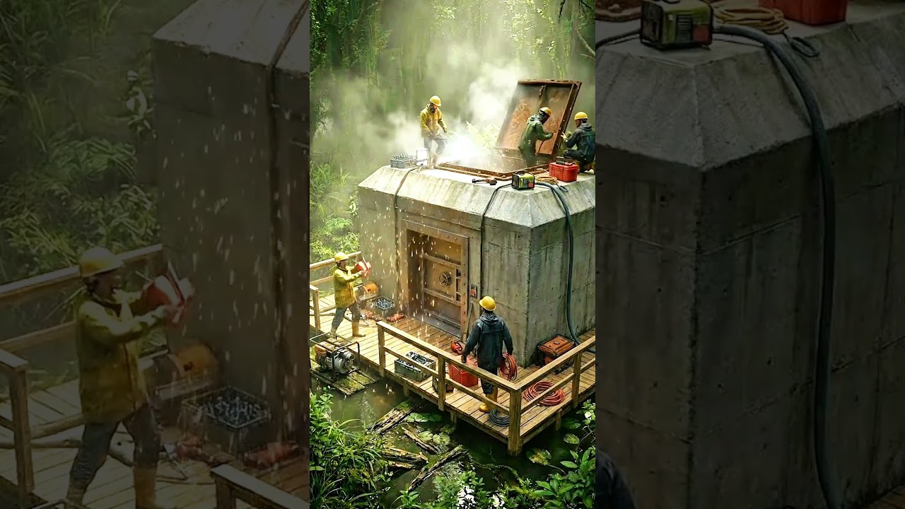 Hidden Swamp Bunker Restoration 😱 | Secret Underground Fortress #shorts