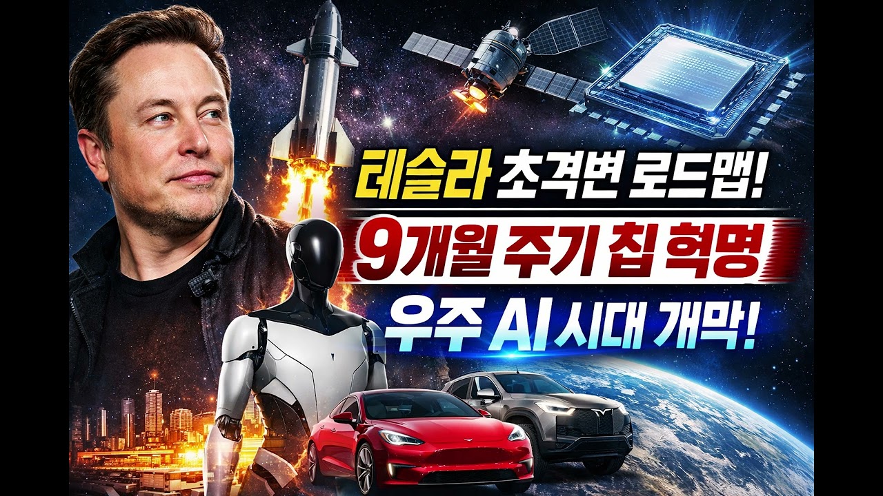 테슬라 AI 칩 로드맵 대폭발! 9개월 주기 하드웨어 혁명과 우주 컴퓨팅의 시작