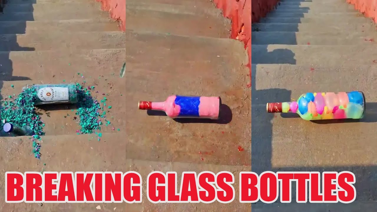 Breaking Glass Bottles and Balloon Drops 🔥 Crushing Crunchy & Soft Things #asmr #satisfying