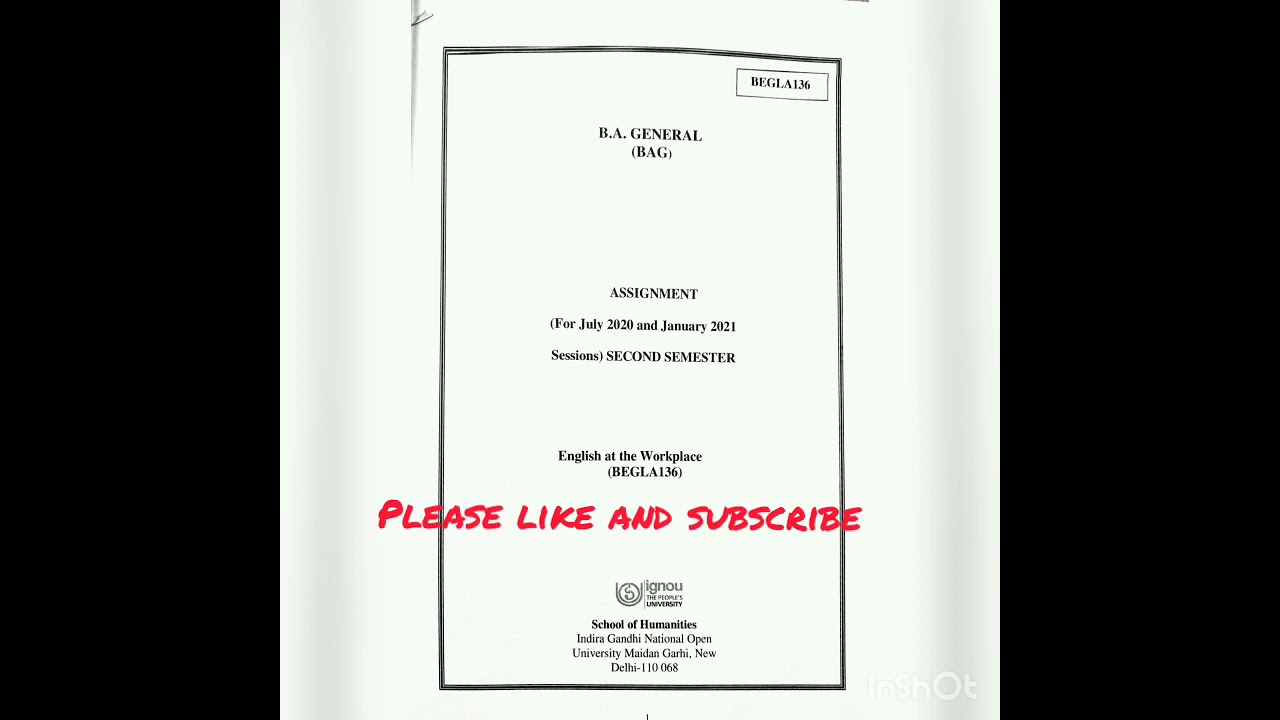 IGNOU ASSIGNMENT SOLUTION BEGLA 136 ENGLISH IN DAILY LIFE