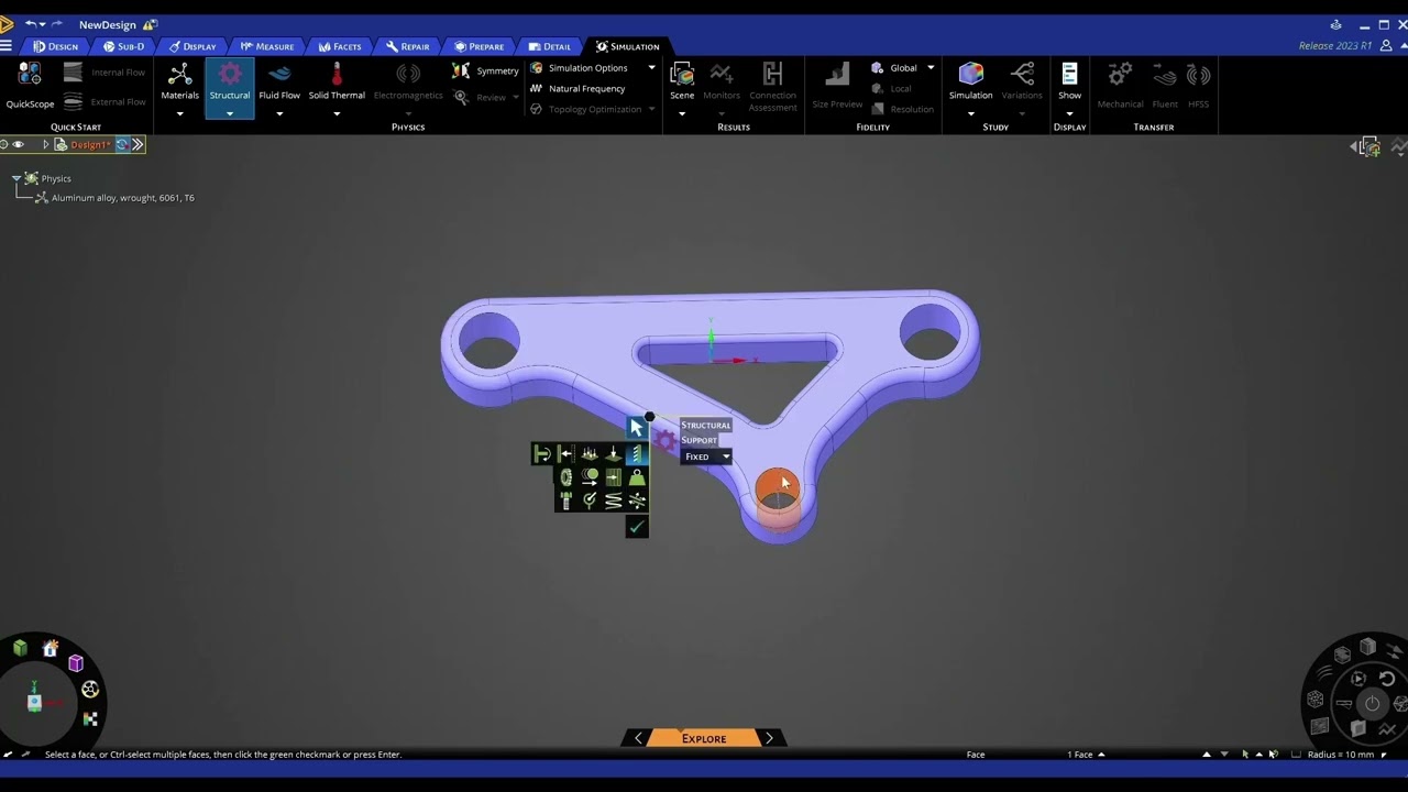 Design Exploration in Ansys Discovery (Design, Analysis and Optimisation of a Bell Crank)