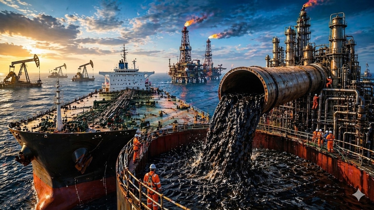 Inside Floating Oil Factory 😱  How Crude Oil Is Produced at Sea Full Process