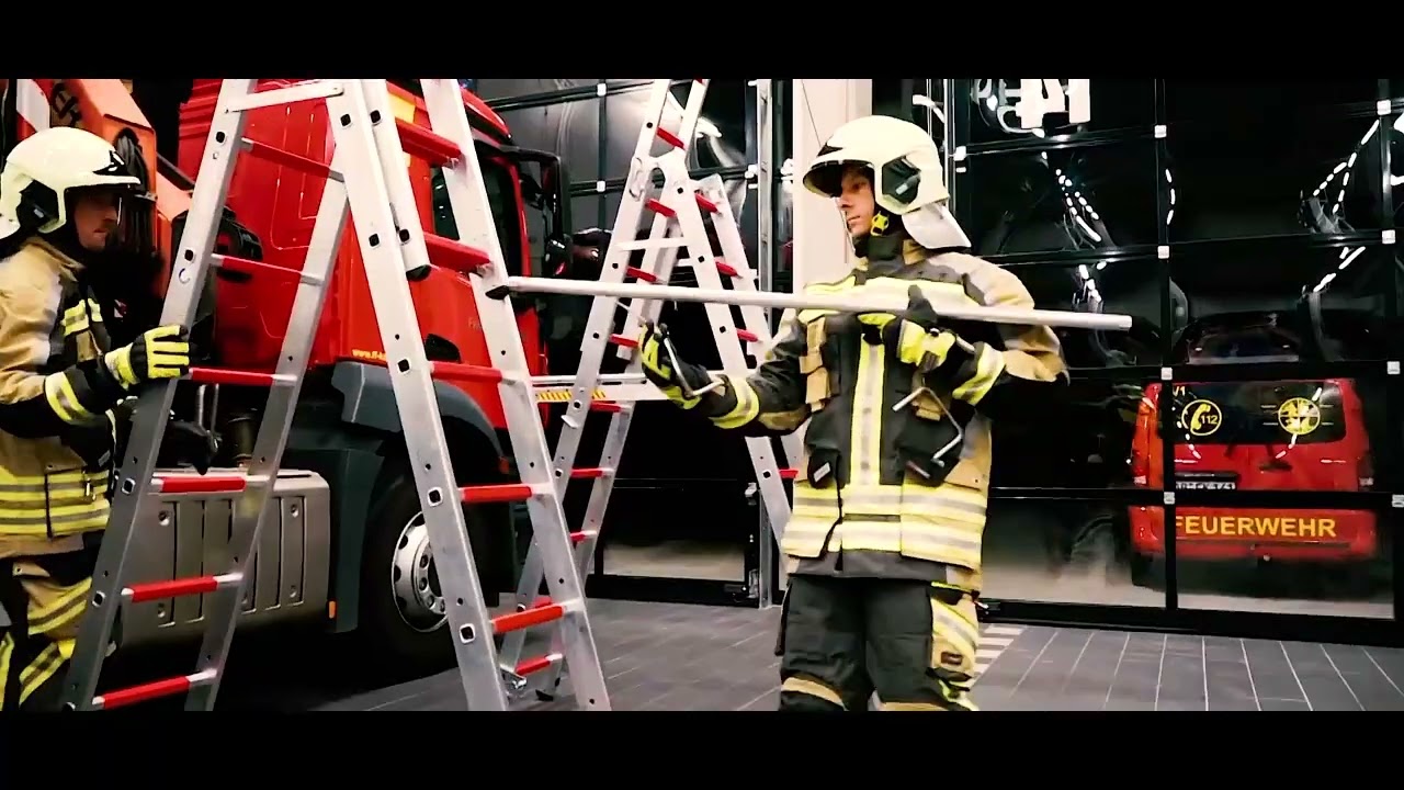 Feuerwehr-Multifunktionsleiter als Rettungs- und Arbeitsplattform aufbauen