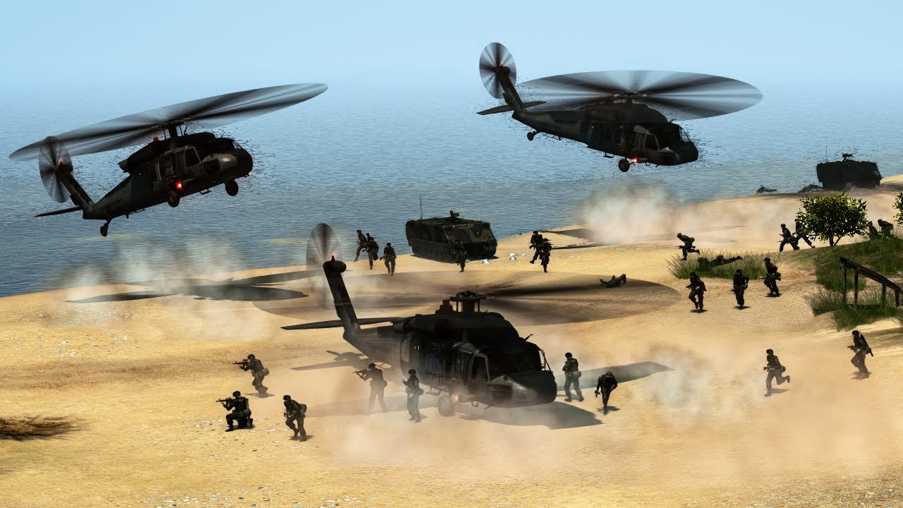 ВТОРЖЕНИЕ МОРСКОЙ ПЕХОТЫ США С ДЕСНЕТАМИ И ВОЗДУШНЫМИ ДЕСАНТАМИ НА КИТАЙСКИЙ ОСТРОВ!