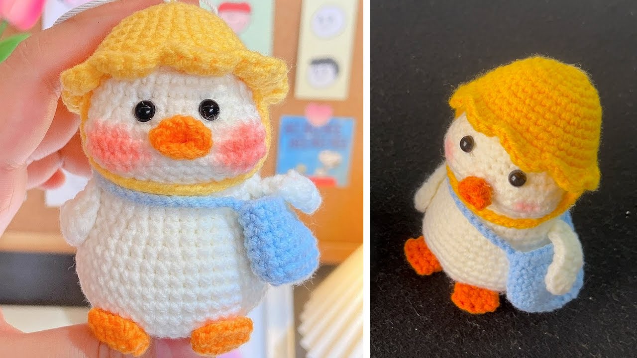 Wow! Crochet Tutorial: Outing Duck Key Chain Car Hanging Decor Easy Crochet Ducking Fast钩织郊游鸭