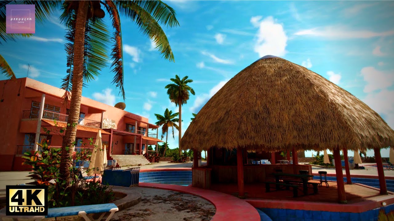 Relaxing Tropical Holiday Resort Walk in Far Cry 6 [ 4K Ultra Max Settings - Ambience ]