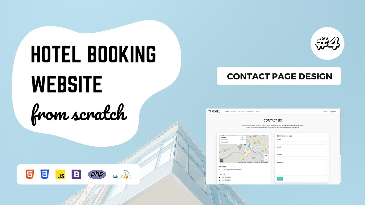 04 - Hotel Booking Website using PHP and MySQL | Contact us page design