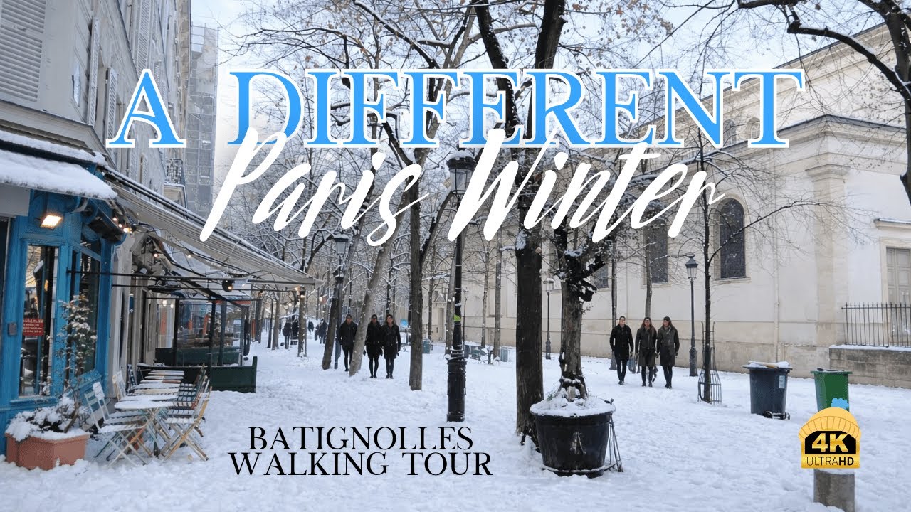 [4K] Batignolles in Winter Snow | Paris Walking Tour, Family Life, Parks & Local Charm