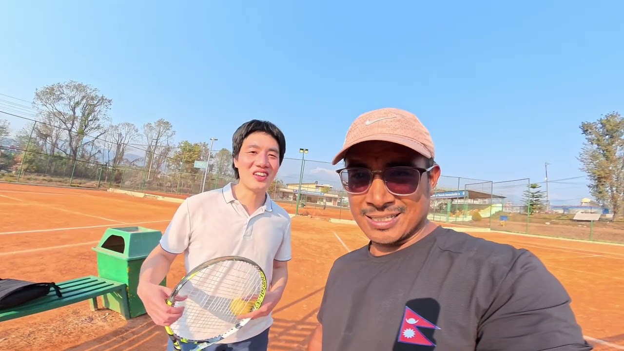 Tennis hitting with canadian player