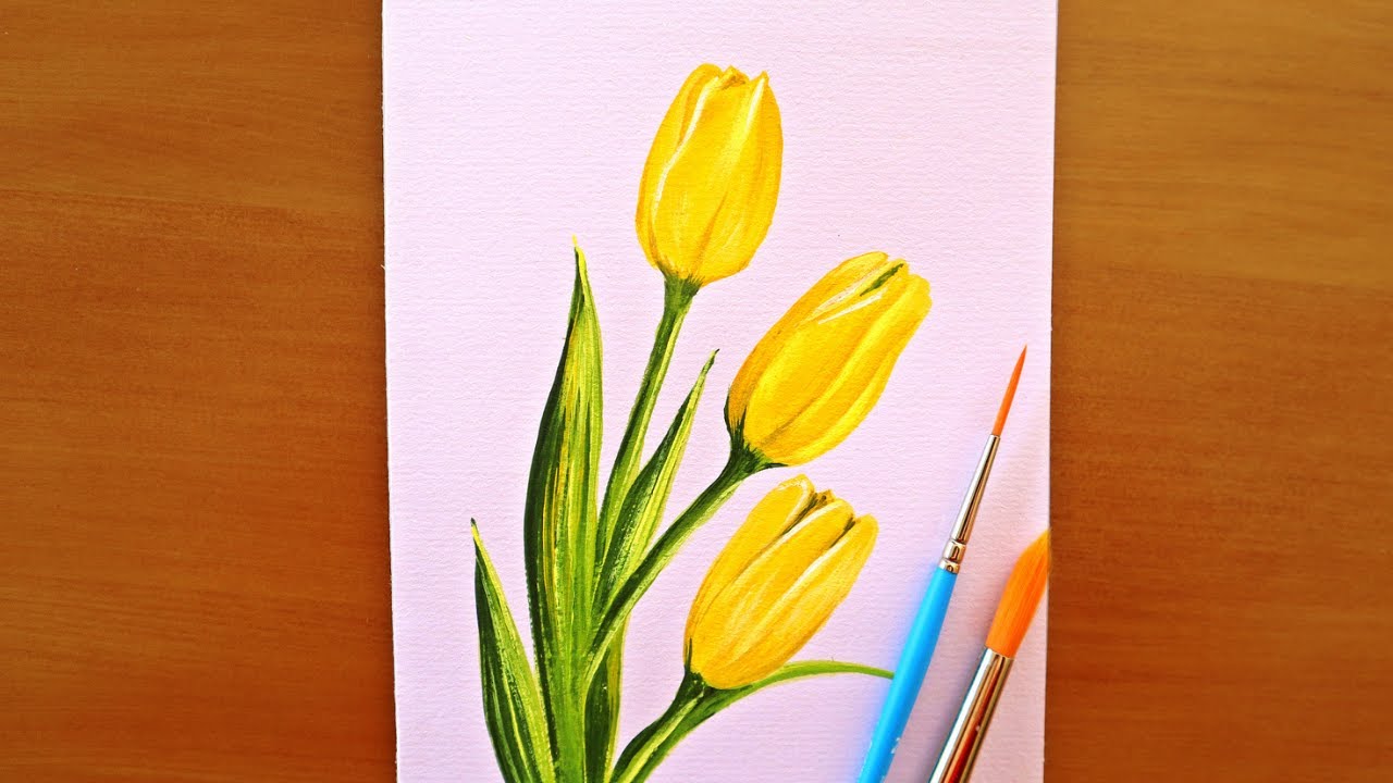 Yellow Tulip Flowers | Full Real Time Tutorial