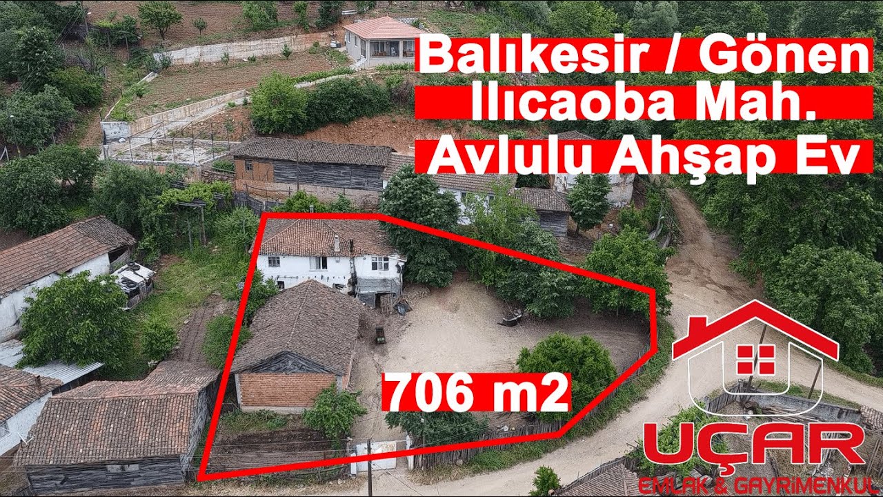 !!S. VAZGEÇİLDİ!! 5- Uçar Emlak'tan Balıkesir/Gönen Ilıcaoba Mahallesi'nde 706 m2 Avlulu Ahşap Ev